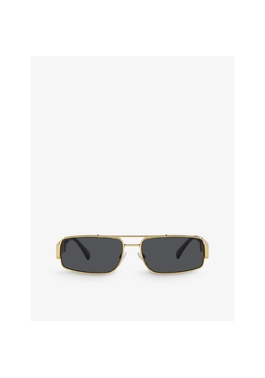 Versace Ve2257 Greca-Hardware Rectangle-Frame Metal Sunglasses