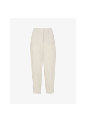 Womens Whistles Patch-Pocket Barrel-Leg Mid-Rise Linen Trousers