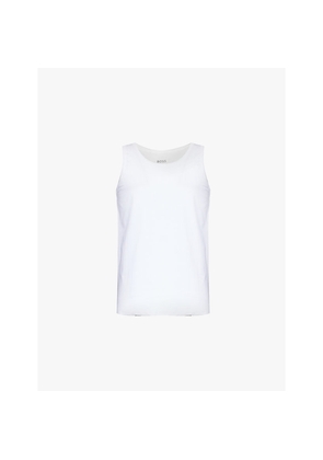 Mens Boss Scoop Neck Embroidered Branding Cotton-Jersey Vest