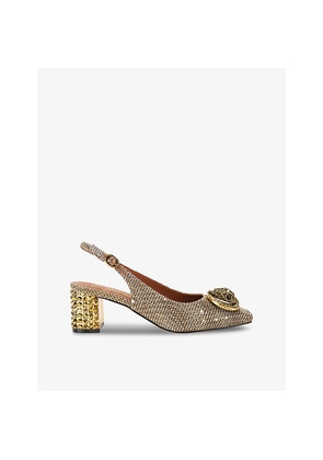 Womens Kurt Geiger London Chelsea Block-Heel Woven Slingbacks