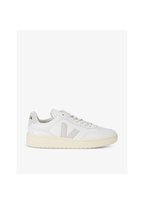 Mens Veja Men's V90 Logo-Embroidered Low-Top Leather Trainers