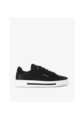 Womens Carvela Diamond Logo-Badge Faux-Leather Low-Top Trainers