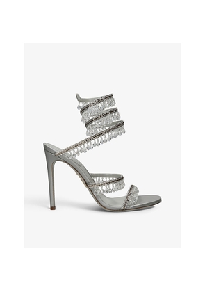 Womens Rene Caovilla Chandelier Bead-Embellished Leather Heeled Sandals