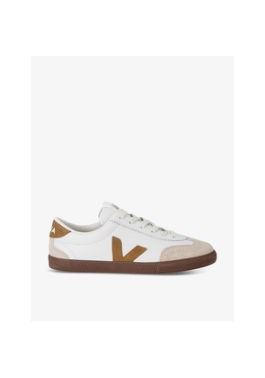 Womens Veja Men's Volley Logo-Embroidered Leather Low-Top Trainers