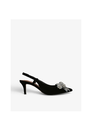 Womens Kurt Geiger London Belgravia Sling-Back Bow-Embellished Velvet Heeled Courts
