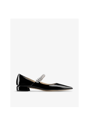 Womens Jimmy Choo Bing 25 Crystal-Embellished Patent-Leather Flats