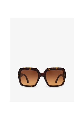 Womens Tom Ford Tr001783 Kaya Square-Frame Tortoiseshell Acetate Sunglasses