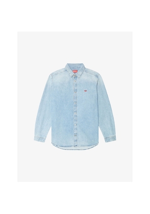 Mens Diesel D-Simple Logo-Embroidered Denim Shirt