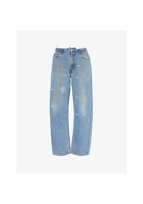 Womens Casey Jean By Jean Vintage Deconstructed-Waist Straight-Leg Mid-Rise Denim Jeans