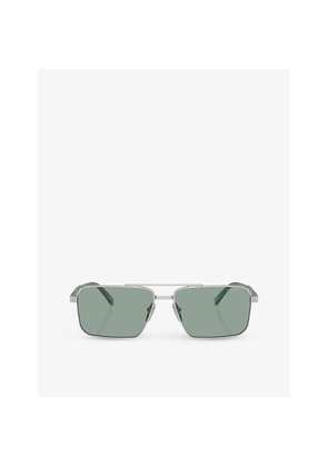 Womens Prada Pr A57S Rectangle-Frame Metal Sunglasses