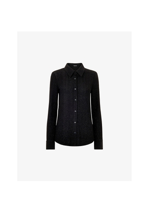 Womens Whistles Eva Sparkle Slim-Fit Stretch-Woven Shirt