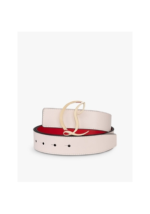 Womens Christian Louboutin Cl Logo-Buckle Leather Belt