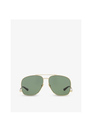 Womens Saint Laurent Ys000528 Pilot-Frame Metal Sunglasses