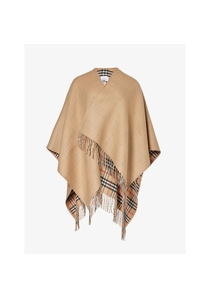 Womens Burberry Vintage Check Wool Cape