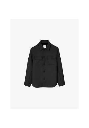 Mens Sandro Patch-Pocket Relaxed-Fit Woven Overshirt