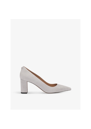Womens Boss Pointed-Toe Logo-Rivet Suede Pumps