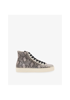 Womens Allsaints Tana Logo-Embossed Leather High-Top Trainers