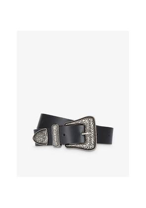 Mens The Kooples Western-Buckle Wide Leather Belt