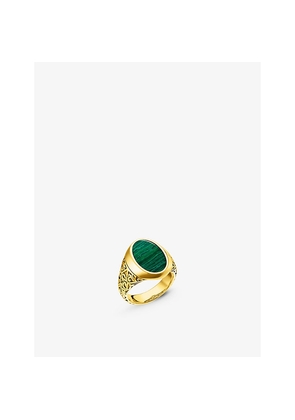 Thomas Sabo Engraved 18ct Yellow Gold-Plated Sterling Silver and Malachite Ring