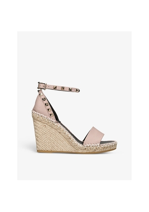 Womens Valentino Garavani Rockstud 105 Leather Espadrille Wedges