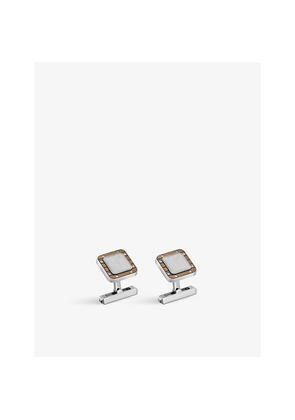 Mens Santos De Cartier Palladium-Plated Sterling-Silver and PVD Cufflinks