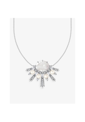 Womens Thomas Sabo Winter Sun Rays Sterling Silver, Zirconia, Milky Quartz and Pearl Necklace