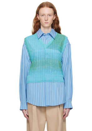 WOOYOUNGMI Blue Gradient Stripe Vest