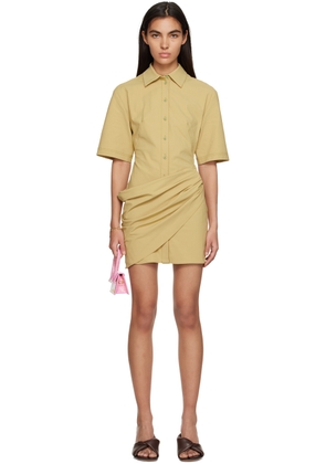 JACQUEMUS Khaki Le Raphia 'La Robe Camisa' Minidress