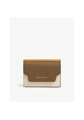 Womens Marni Logo-Print Leather Trifold Wallet