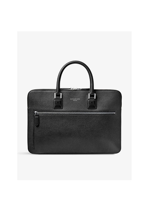 Mens Aspinal Of London Mount Street Grained-Leather Logo-Embossed Document Case