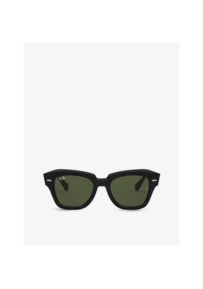 Mens Ray-Ban Rb2186 Rectangular-Frame Acetate Sunglasses