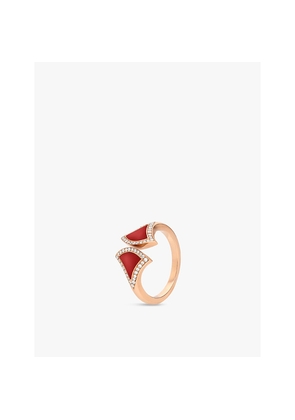 Bvlgari Divas' Dream 18ct Rose-Gold, Carnelian and 0.17ct Round Brilliant-Cut Diamond Ring