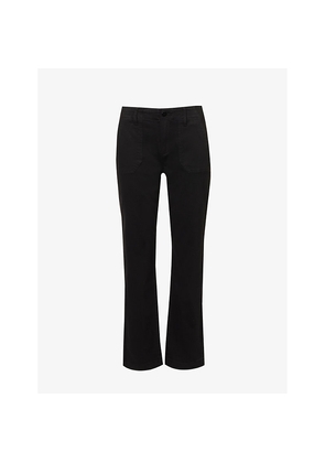 Womens Paige Mayslie Straight-Leg Mid-Rise Stretch-Denim Jeans