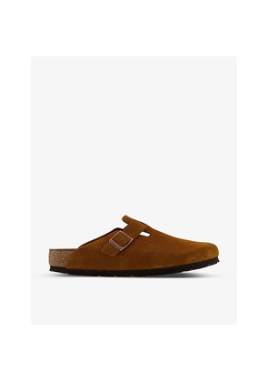Mens Birkenstock Boston Logo-Embossed Suede-Leather Clogs