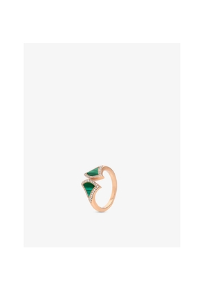 Bvlgari Divas' Dream 18ct Rose Gold, Malachite, and 0.17ct Round Brilliant-Cut Diamond Ring