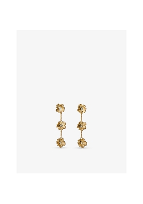 Womens Maje Flower Crystal-Embellished Brass Earrings
