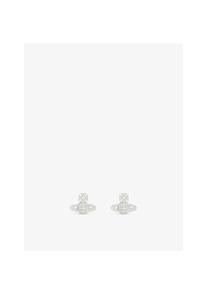 Womens Vivienne Westwood Jewellery Carmela Bas Relief Platinum-Plated Brass and Cubic Zirconia Earrings