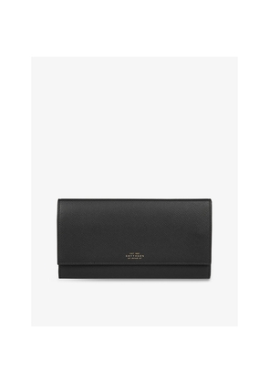 Womens Smythson Marshall Panama Cross-Grain Leather Travel Wallet