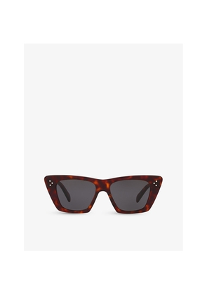 Womens Celine Cl40187I Rectangle-Frame Tortoiseshell Acetate Sunglasses