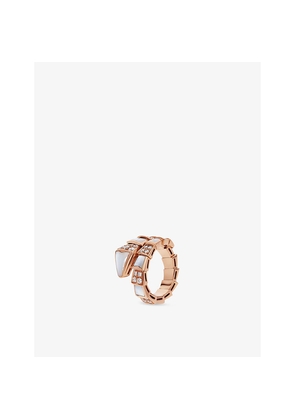 Bvlgari Serpenti Viper 18ct Rose-Gold, Mother-Of-Pearl, 0.82ct Round Brilliant-Cut Diamond Ring