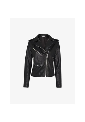 Womens Whistles Agnes Zip-Through Sheepskin-Leather Biker Jacket