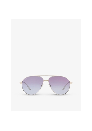 Womens Cartier ct0298S Aviator-Frame Metal Sunglasses