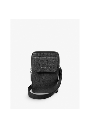 Mens Aspinal Of London Logo-Print Grained-Leather Crossbody Phone Case