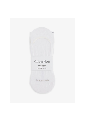 Mens Calvin Klein Logo-Print Pack Of Two Stretch-Cotton Blend Liner Socks