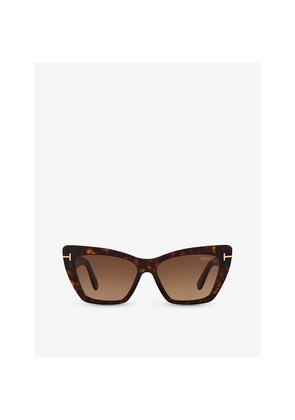 Womens Tom Ford Tr001312 Ft0871 Cat-Eye Tortoiseshell Acetate Sunglasses