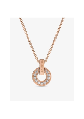 Bvlgari Bvlgari 18ct Rose-Gold and 0.37ct Round Brilliant-Cut Diamond Pendant Necklace