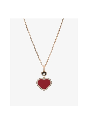 Chopard Happy Hearts 18ct Rose-Gold and 0.24ct Diamond Pendant Necklace