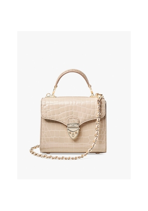 Womens Aspinal Of London Mayfair Mini Croc-Embossed Leather Shoulder Bag