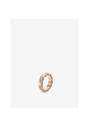 Bvlgari Serpenti Viper 18ct Rose-Gold, 0.34ct Brilliant-Cut Diamond and Mother Of Pearl Ring