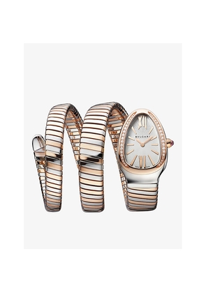 Bvlgari Serpenti Tubogas 18ct Rose-Gold, Stainless Steel and Brilliant-Cut Diamond Quartz Watch